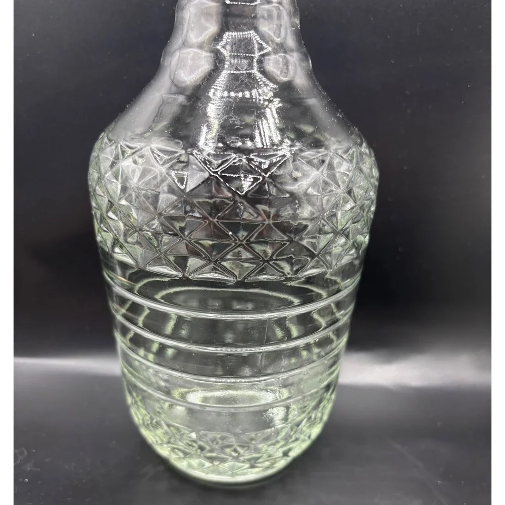Vintage Glass Decanter Diamond Quilted Ribbed Pattern with Cork‎ Stopper 11